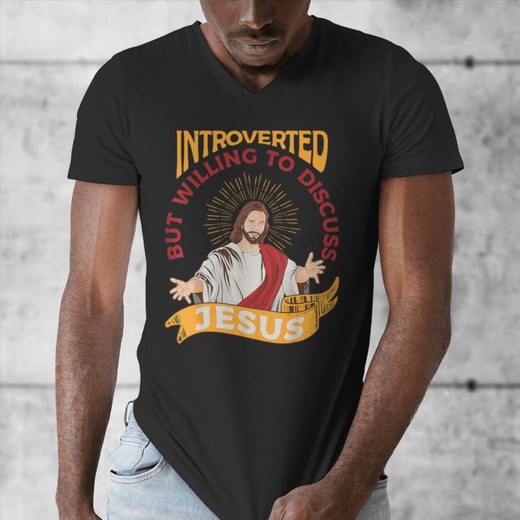 Christian Jesus Religious Sayings Catholic Introvert Men's V-Neck T-Shirt Christian Jesus Religious Sayings Catholic Introvert Men's V-Neck T-Shirt