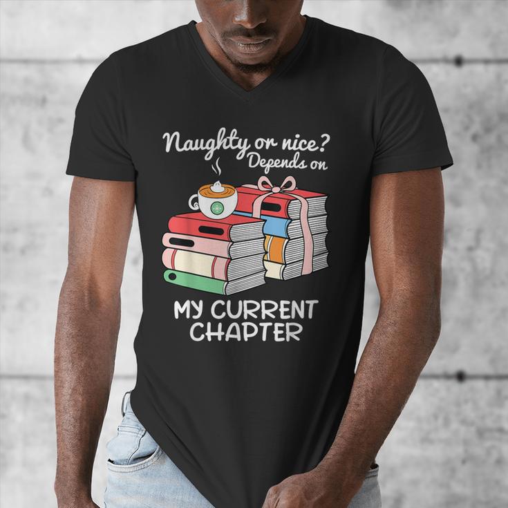 Christmas Book Lovers Naughty Or Nice Men's V-Neck T-Shirt Christmas Book Lovers Naughty Or Nice Men's V-Neck T-Shirt