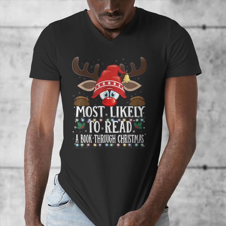 Christmas Matching Most Likely To Read A Book PJS Men's V-Neck T-Shirt Christmas Matching Most Likely To Read A Book PJS Men's V-Neck T-Shirt