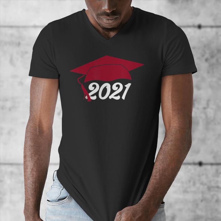 Class Of 2021 Burgundy Regalia Graduation Men's V-Neck T-Shirt