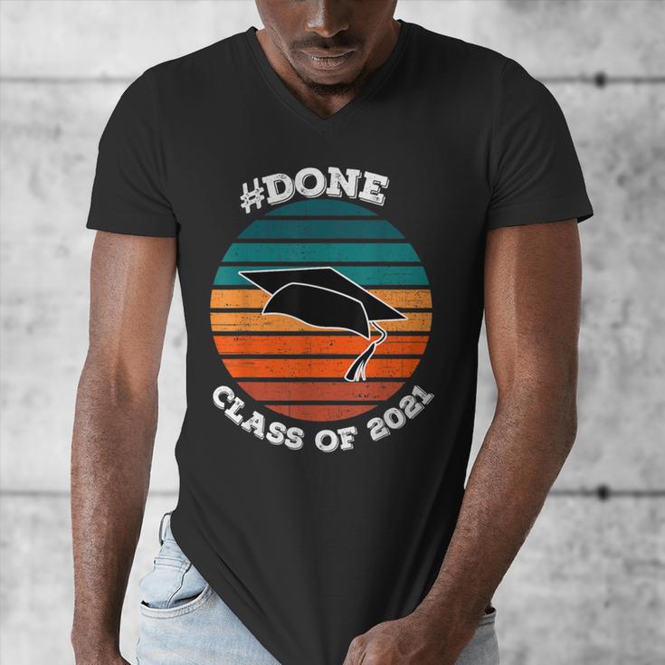 Class Of 2021 Done Senior Graduation Retro Sunset Men's V-Neck T-Shirt