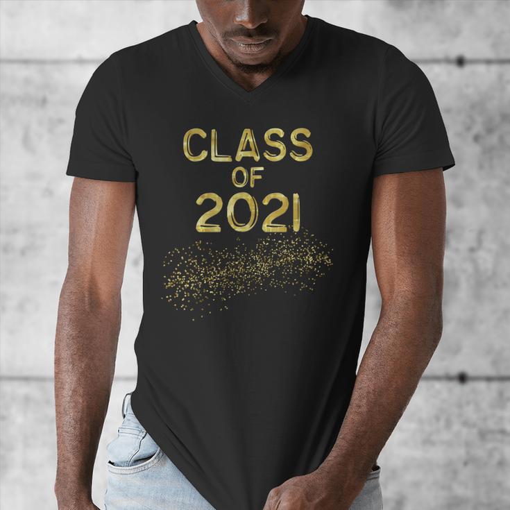 CLASS Of 2021 Gold Bokeh Confetti Fun Graduation Men's V-Neck T-Shirt