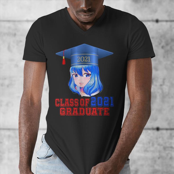Class Of 2021 Graduate Kawaii Anime Girl School Graduation Men's V-Neck T-Shirt