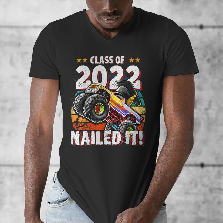 Class Of 2022 Monster Truck Graduation Cap Retro Sunset Boy Men's V-Neck T-Shirt