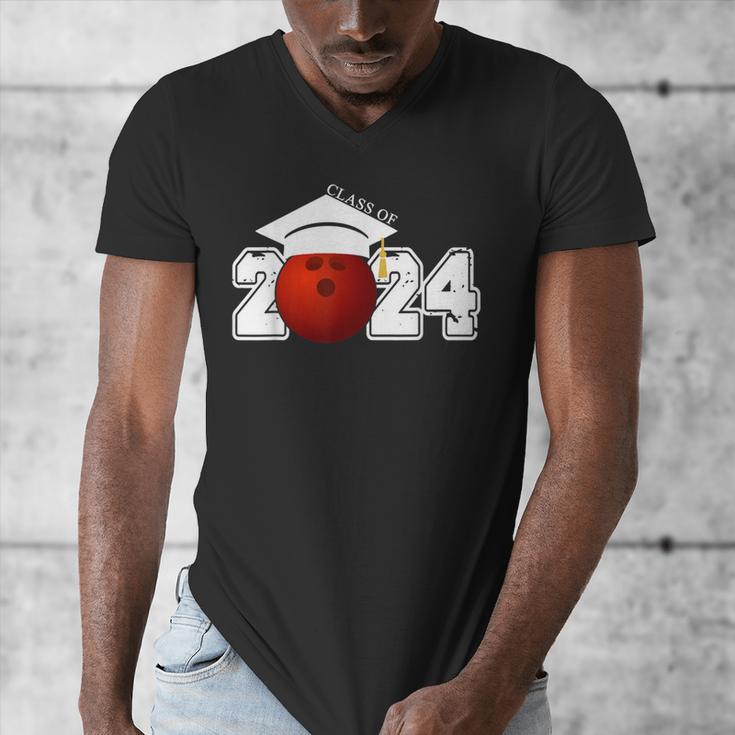 Class Of 2024 Graduation For Him Her Bowling Sports Men's V-Neck T-Shirt