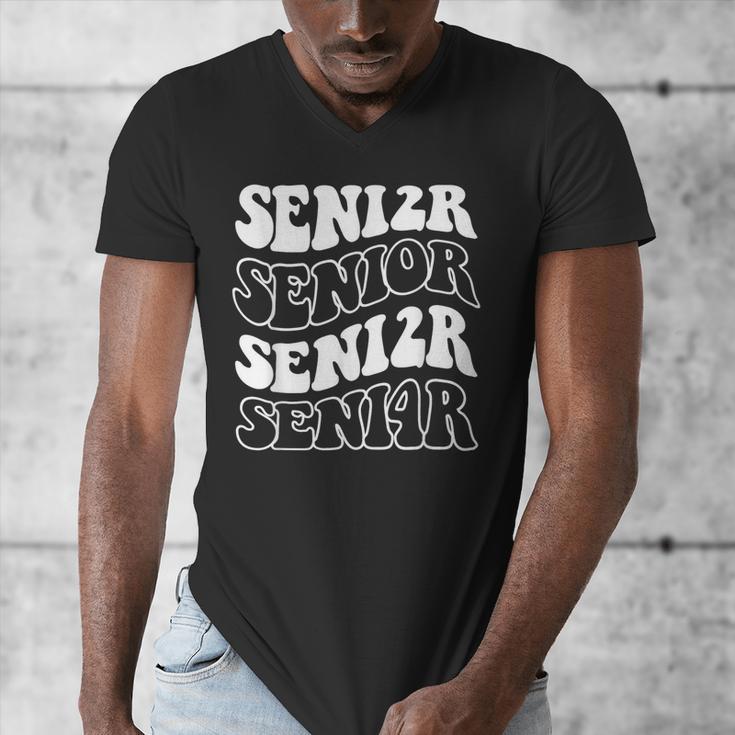 Class Of 2024 High School Senior Graduation Groovy Wave Men's V-Neck T-Shirt