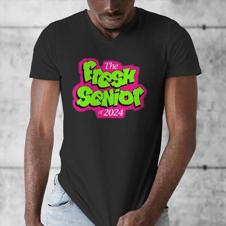 Class Of 2024 Senior Fresh Retro 90s TV Style Graduation Men's V-Neck T-Shirt