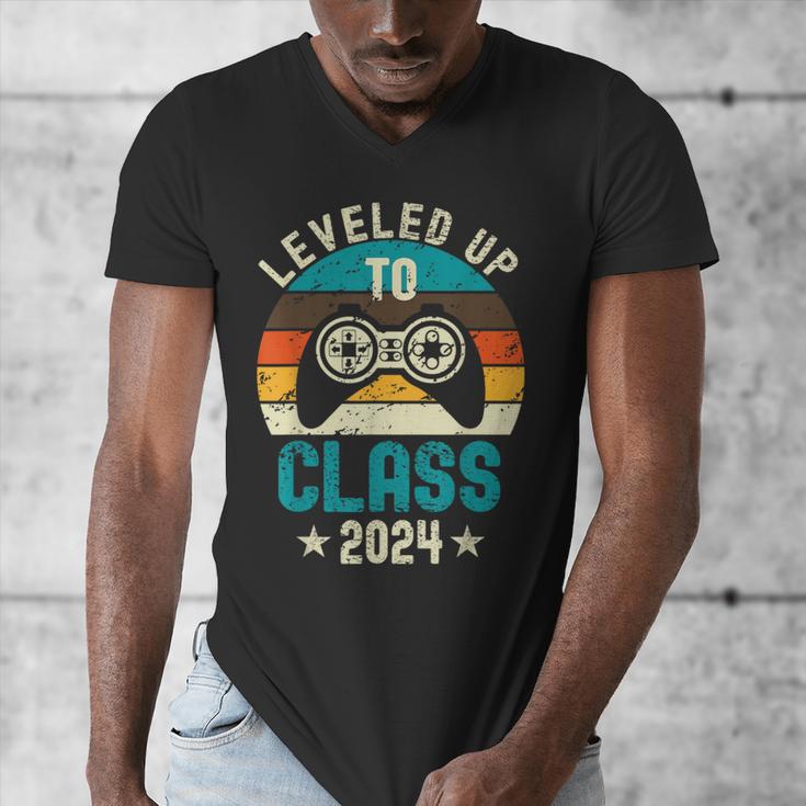 Class Of 2024 Senior Graduation Leveled Up Gamer Class 2024 Men's V-Neck T-Shirt