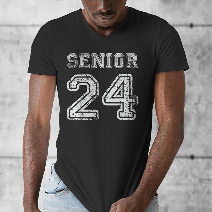Class Of 2024 Senior Graduation Tee Back To School Vintage Men's V-Neck T-Shirt