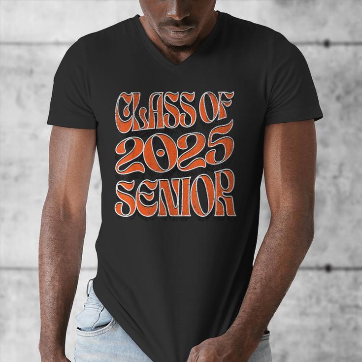 Class Of 2025 Senior Orange And Student Graduation Men's V-Neck T-Shirt