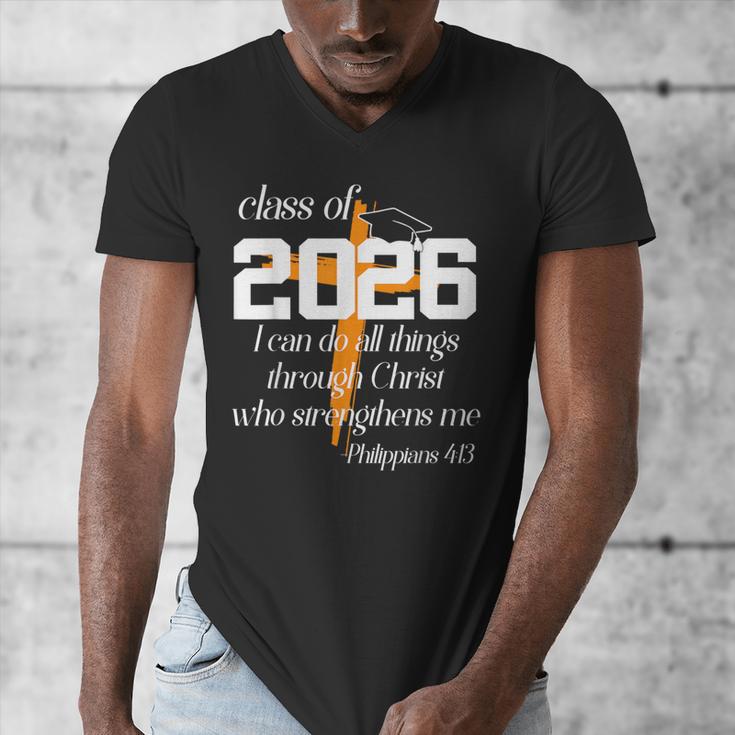 Class Of 2026 Christian Graduation Senior Graduate Men's V-Neck T-Shirt