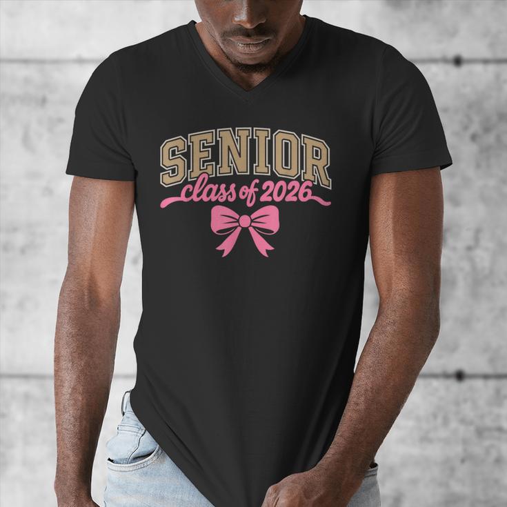 Class Of 2026 Pink Coquette Bow Senior Graduation Men's V-Neck T-Shirt