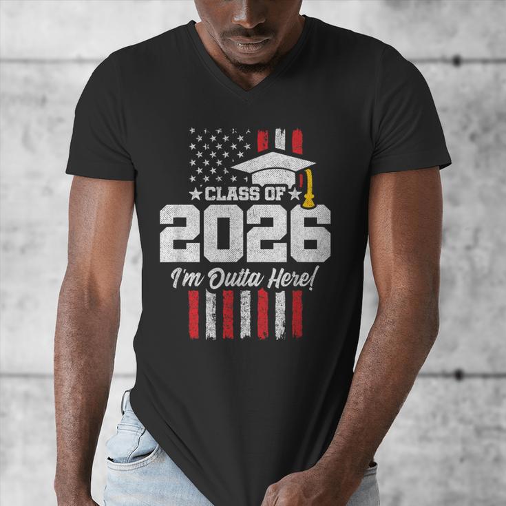 Class Of 2026 Senior Graduation American Flag Senior 2026 Men's V-Neck T-Shirt