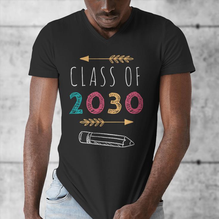 Class Of 2030 Grow With Me 2nd Grade Graduation Men's V-Neck T-Shirt