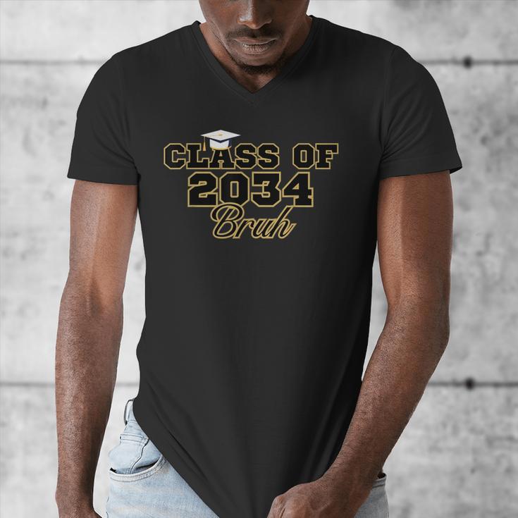 Class Of 2034 Senior 2034 Graduation Bruh Men's V-Neck T-Shirt