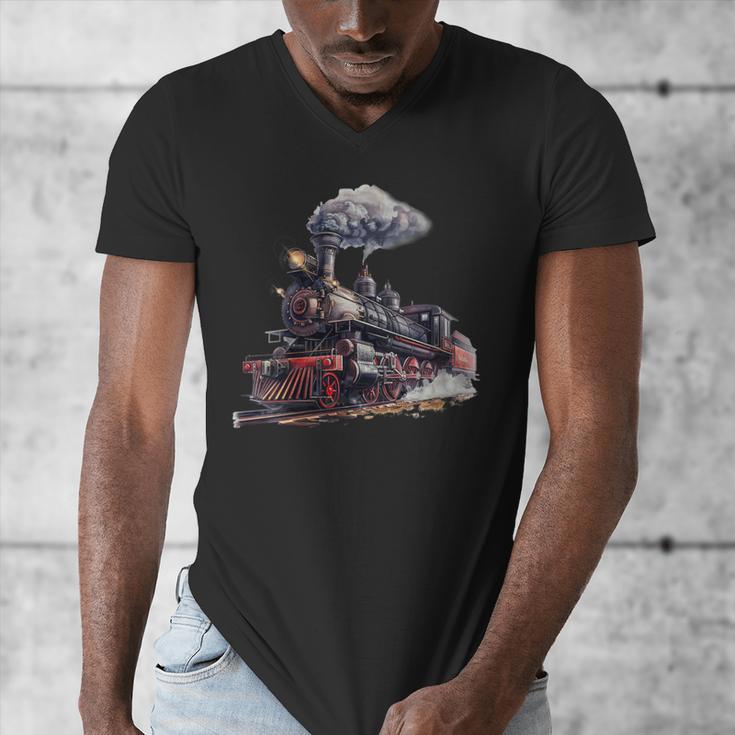 Classic Steam Train Enthusiasts Nostalgia For Train Lovers Men's V-Neck T-Shirt