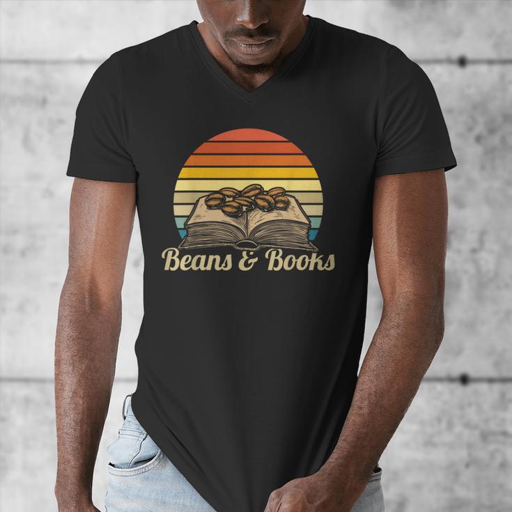Coffee Beans & Books Retro Bookworm Librarian Men's V-Neck T-Shirt Coffee Beans & Books Retro Bookworm Librarian Men's V-Neck T-Shirt