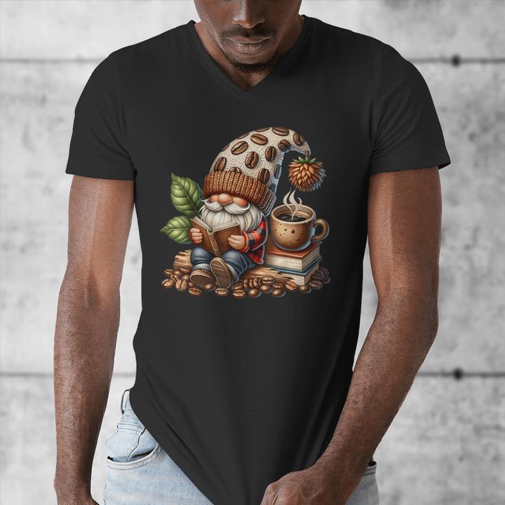 Coffee And Book Reading Accessories For Book Lovers Gnome Men's V-Neck T-Shirt