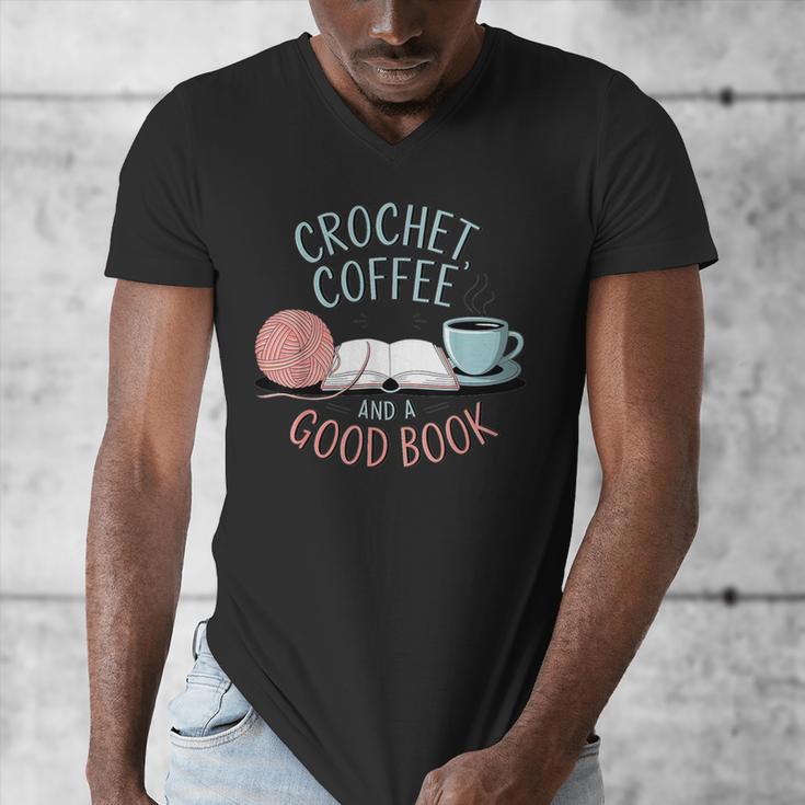 Coffee Crochet Good Book Bookish Yarn Crafter Men's V-Neck T-Shirt