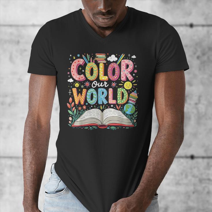 Color Our World Book Reading Program 2026 Summer Men's V-Neck T-Shirt Color Our World Book Reading Program 2026 Summer Men's V-Neck T-Shirt