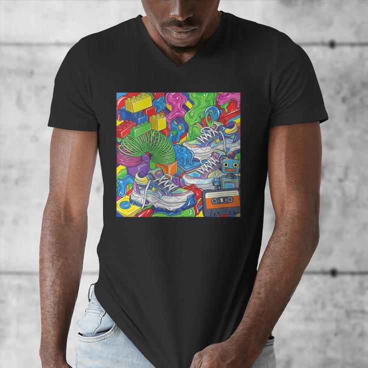 Colorful Kidcore 90s Nostalgia Meme Sneakers Robot Toy Slime Men's V-Neck T-Shirt Colorful Kidcore 90s Nostalgia Meme Sneakers Robot Toy Slime Men's V-Neck T-Shirt