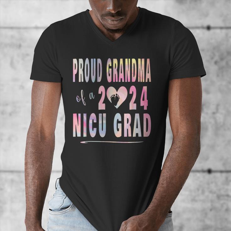 Colorful Proud Grandma 2024 NICU Graduate Baby Graduation Men's V-Neck T-Shirt