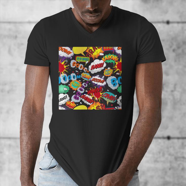 Comic Book Pop Art Modern Fun Men's V-Neck T-Shirt