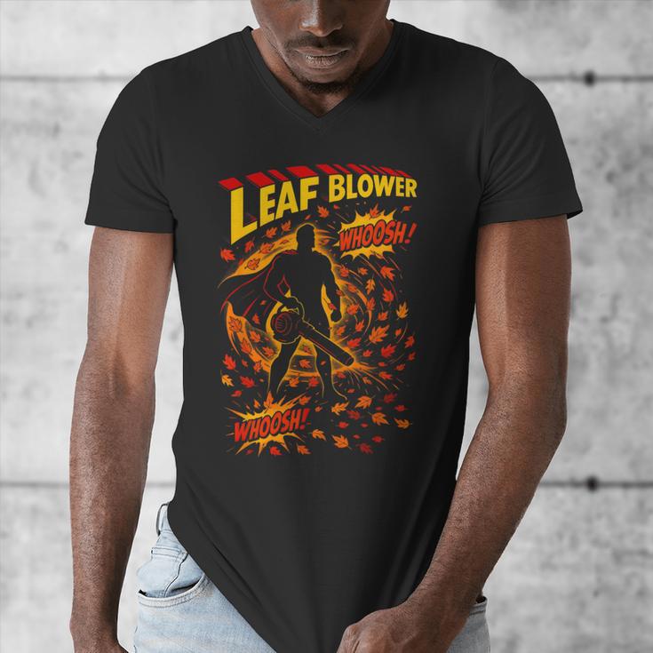 Comic Book Superhero Fall Season Leaf Blower Men's V-Neck T-Shirt