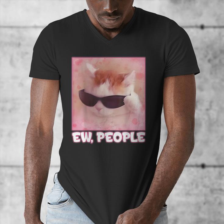 Cool Cat Meme Ew People Anti Social Introvert Cute Cat Men's V-Neck T-Shirt Cool Cat Meme Ew People Anti Social Introvert Cute Cat Men's V-Neck T-Shirt