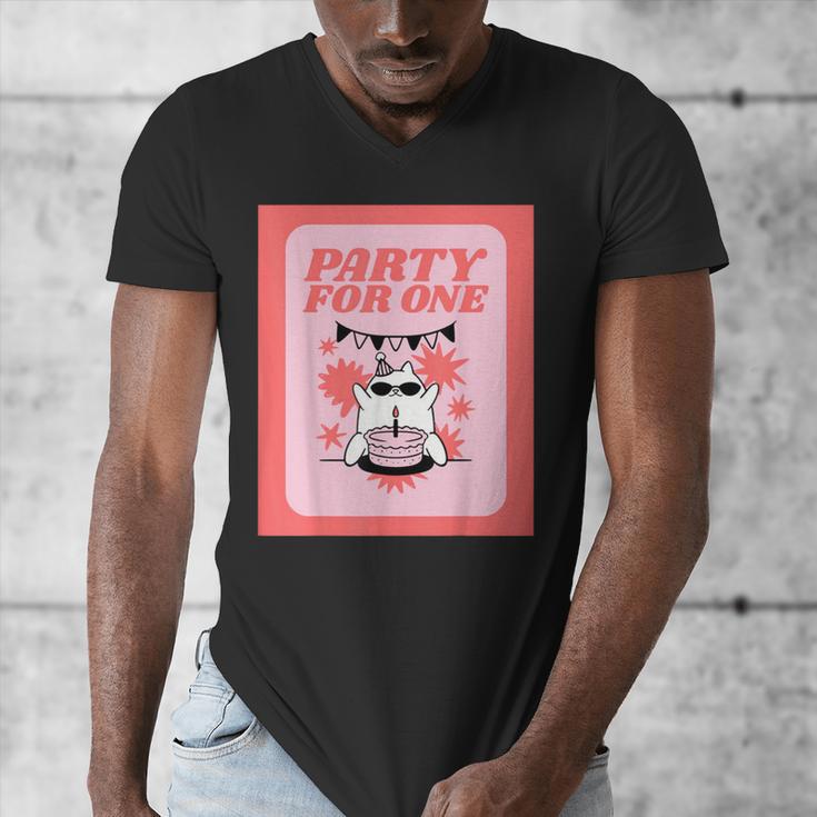 Cool Fun Cute Party Introvert Cat Character Men's V-Neck T-Shirt