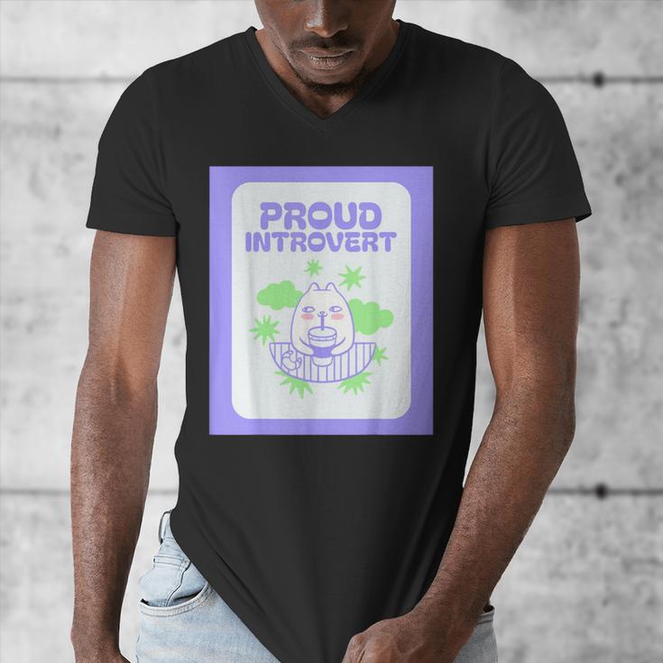 Cool Fun Cute Proud Introvert Cat Character For Men Women Men's V-Neck T-Shirt