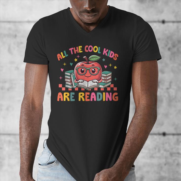 All The-Cool Kids Are Reading Book Lover Librarian Bookworm Men's V-Neck T-Shirt
