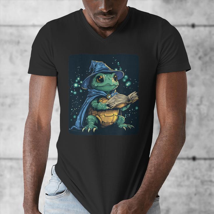 Cool Magical Book With Wizard Turtle For Adults And Kids Men's V-Neck T-Shirt