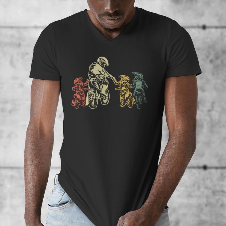 Cool Motocross Dirt Bike Biker Dad & Sons Father's Day Men's V-Neck T-Shirt