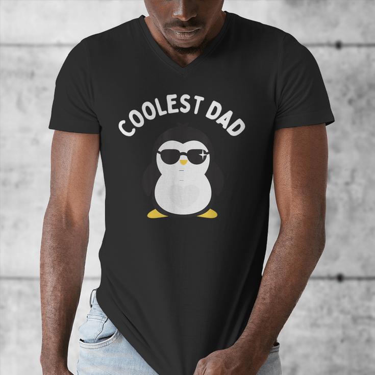 The Coolest Dad Cool Penguin By Dangerous Dad Men's V-Neck T-Shirt