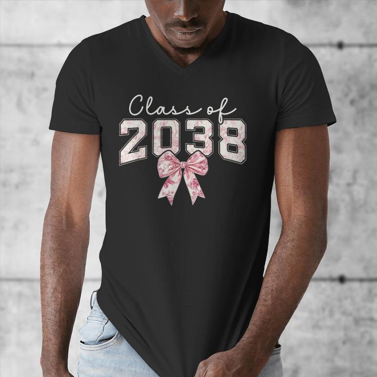 Coquette Bow Preppy Class Of 2038 Girly Girl 2038 Graduation Men's V-Neck T-Shirt