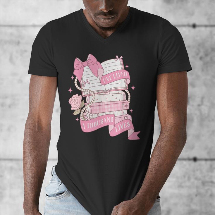 Coquette Reading Book Lover Pink Bow Bookish Mom & Daughter Men's V-Neck T-Shirt Coquette Reading Book Lover Pink Bow Bookish Mom & Daughter Men's V-Neck T-Shirt