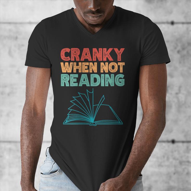 Cranky When Not Reading Retro Vintage Book Lover Men's V-Neck T-Shirt Cranky When Not Reading Retro Vintage Book Lover Men's V-Neck T-Shirt