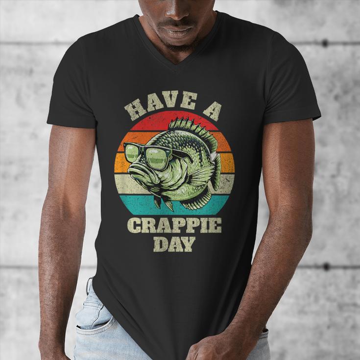 Have A Crappie Day Retro Fishing Sarcastic Dad Men's V-Neck T-Shirt