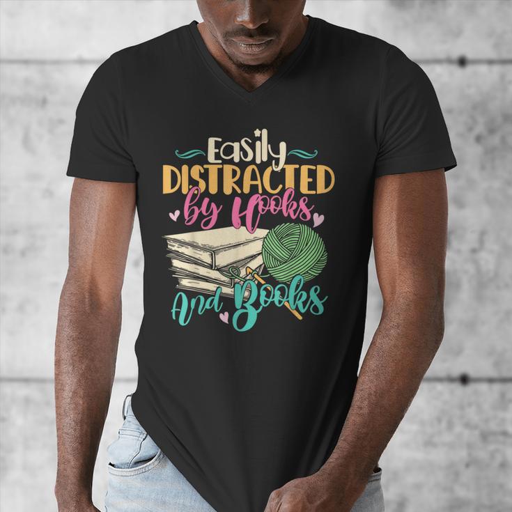 Crochet And Reading Crocheter Bookish Crocheting Book Lover Men's V-Neck T-Shirt