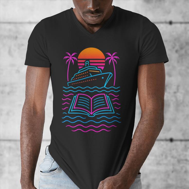 Cruise Ship Vacations Reading Book Lovers Sunset Men's V-Neck T-Shirt