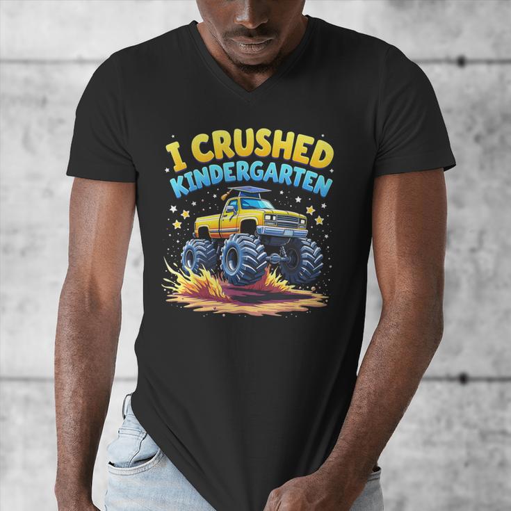 I Crushed Kindergarten Monster Truck Graduation Boys Kids Men's V-Neck T-Shirt