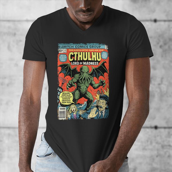 Cthulhu Lord Of Madness Vintage Comic Book Cover Men's V-Neck T-Shirt Cthulhu Lord Of Madness Vintage Comic Book Cover Men's V-Neck T-Shirt