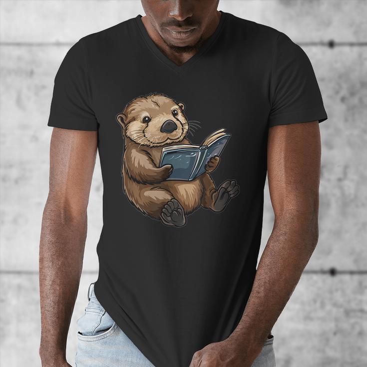 Cute Book Sea Otter Men's V-Neck T-Shirt