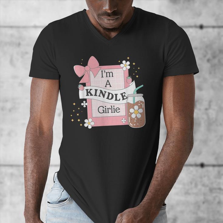 Cute Bookish Kindle Girlie Nerdy Read Book Lover Girl Women Men's V-Neck T-Shirt