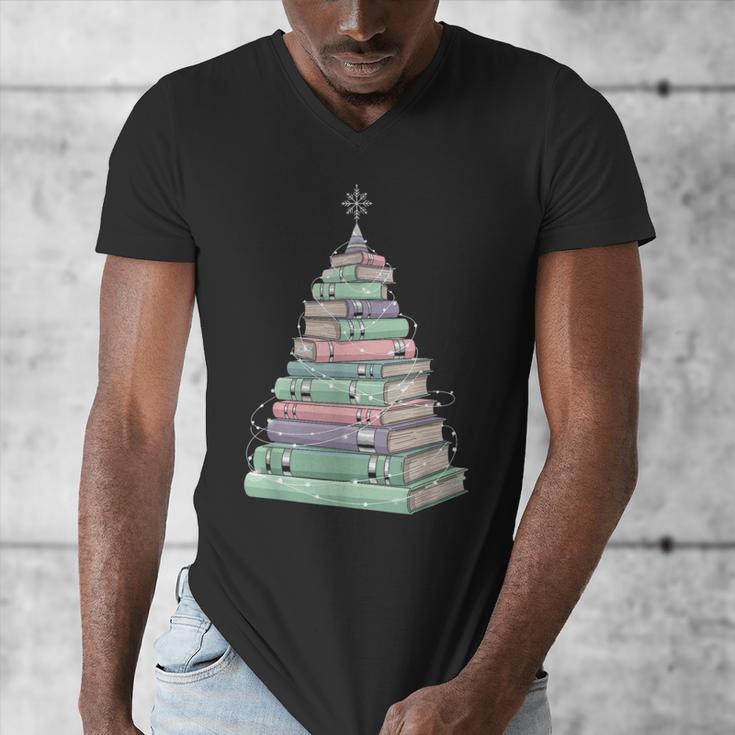 Cute Bookmas Christmas Book Tree Book Lover Teacher Men's V-Neck T-Shirt