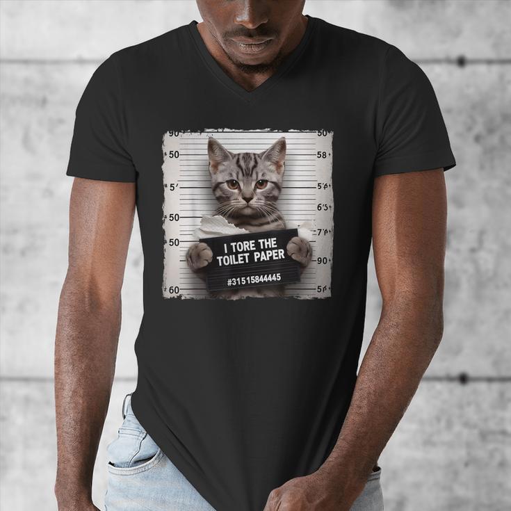 Cute Cat Mugshot Humorous Cat For Cats Lover Cat Mom Cat Dad Men's V-Neck T-Shirt