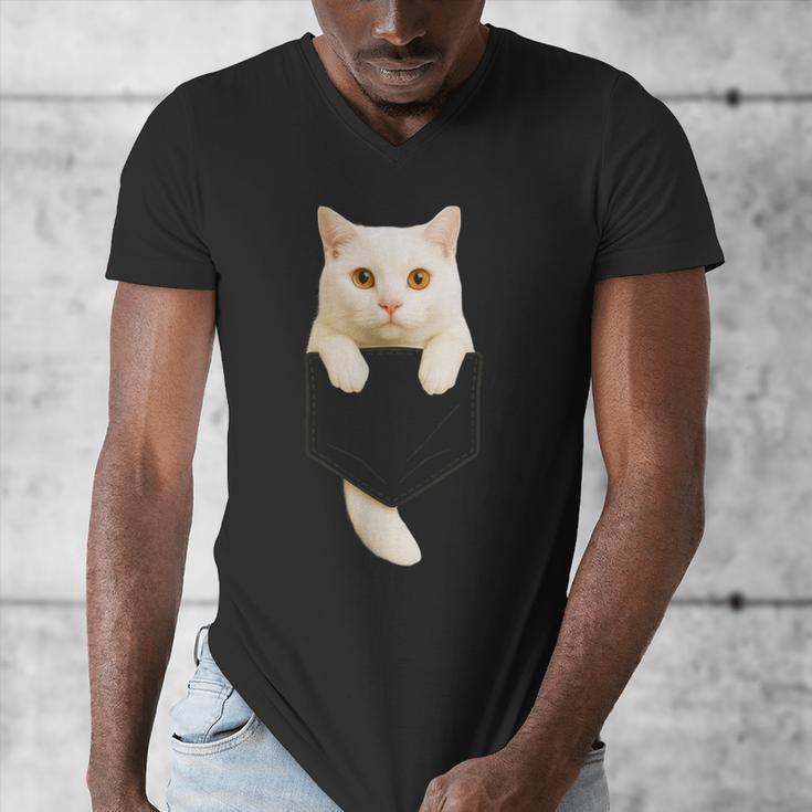 Cute Cat Pocket Cat Mom Cat Dad Cat Lover Men's V-Neck T-Shirt Cute Cat Pocket Cat Mom Cat Dad Cat Lover Men's V-Neck T-Shirt