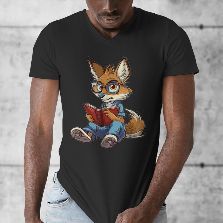 Cute Coyote With Book I Kids Coyote Men's V-Neck T-Shirt Cute Coyote With Book I Kids Coyote Men's V-Neck T-Shirt
