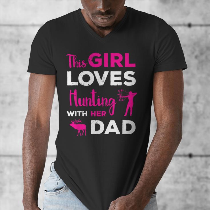 Cute Girls Hunting Dad Daughter Hunting Buddy Hunter Men's V-Neck T-Shirt Cute Girls Hunting Dad Daughter Hunting Buddy Hunter Men's V-Neck T-Shirt